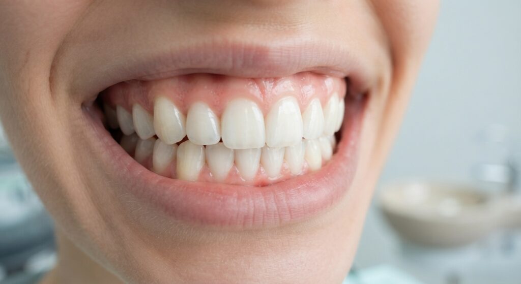 Close-up-of-healthy-teeth-and-gums-representing-oral-health