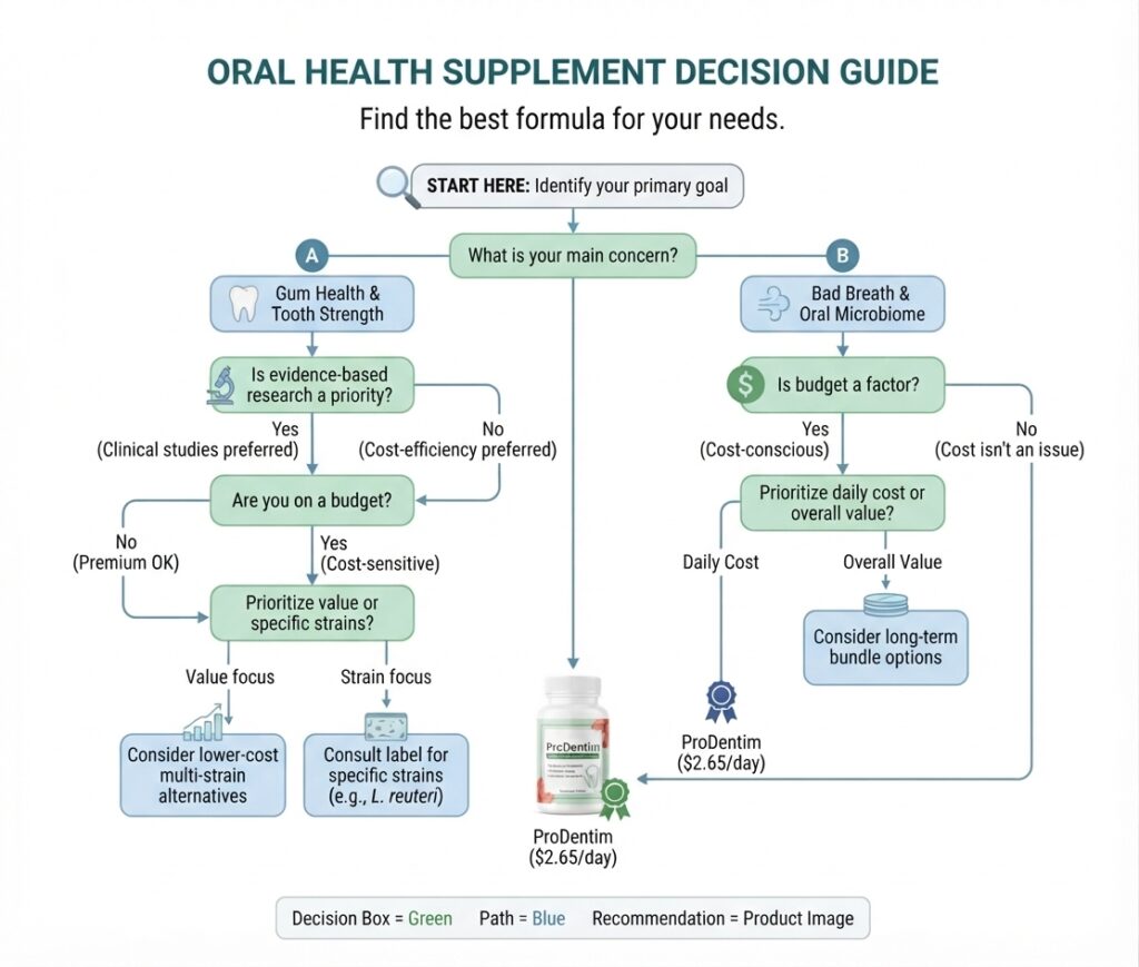 Decision flowchart for choosing the right oral probiotic supplement