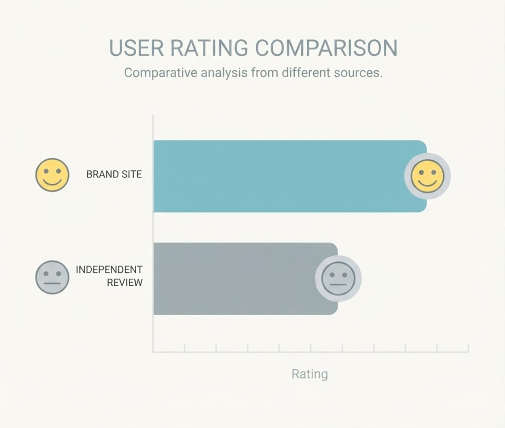Bar chart comparing ProDentim star ratings across official site versus independent platforms